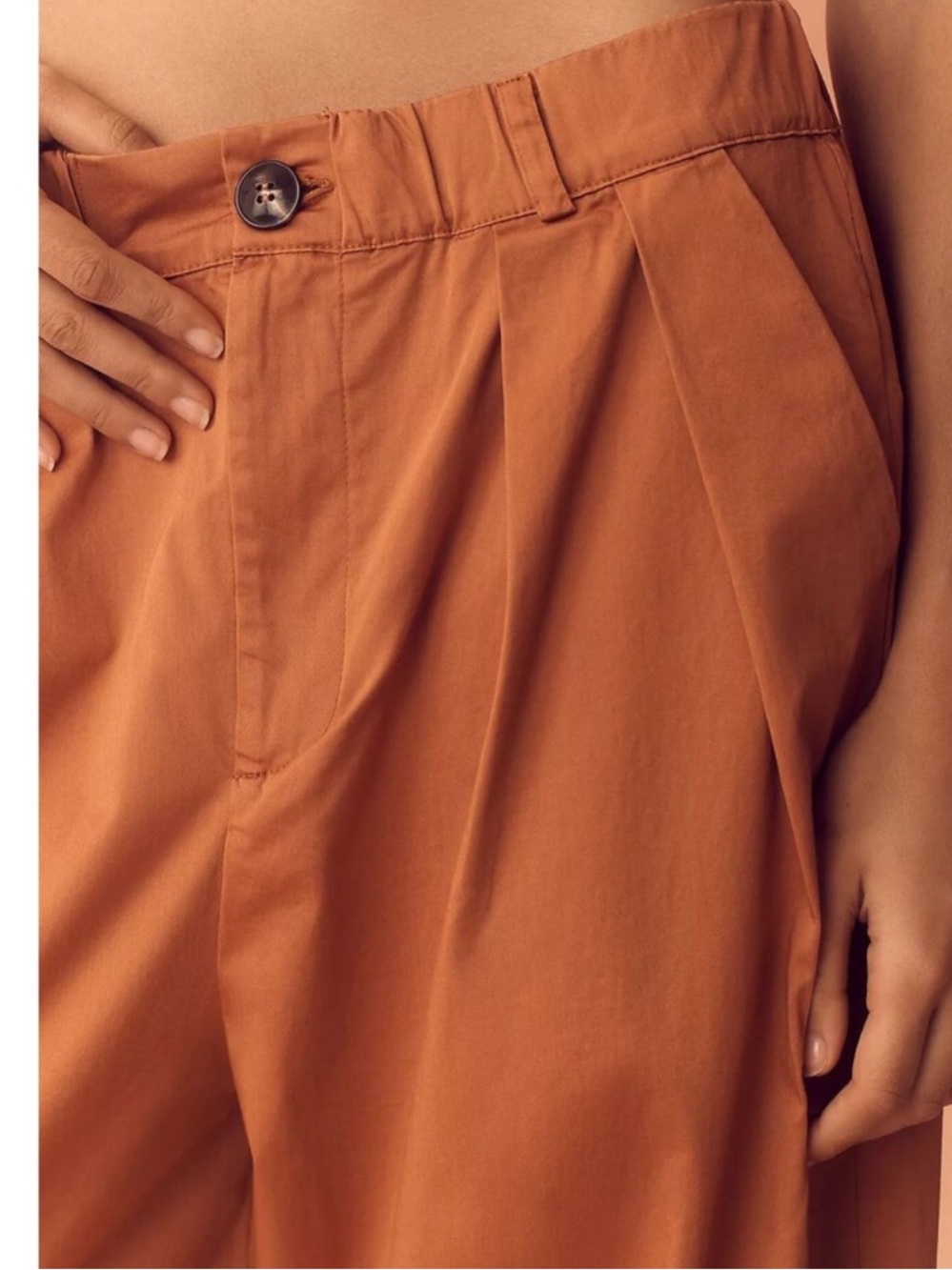 Anthropologie Maeve Curve Barrel Pants Poplin Terracotta Orange Medium - Picture 3 of 13